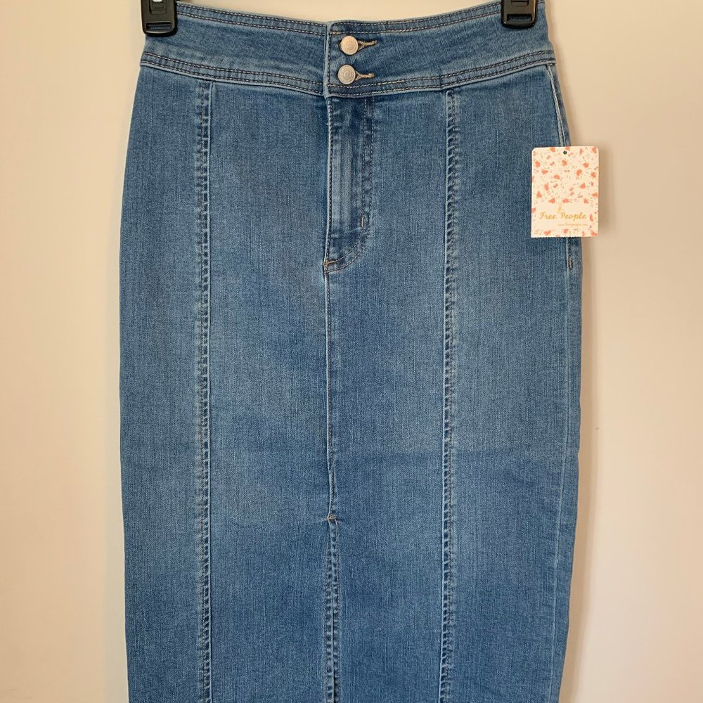 Free People long denim skirt